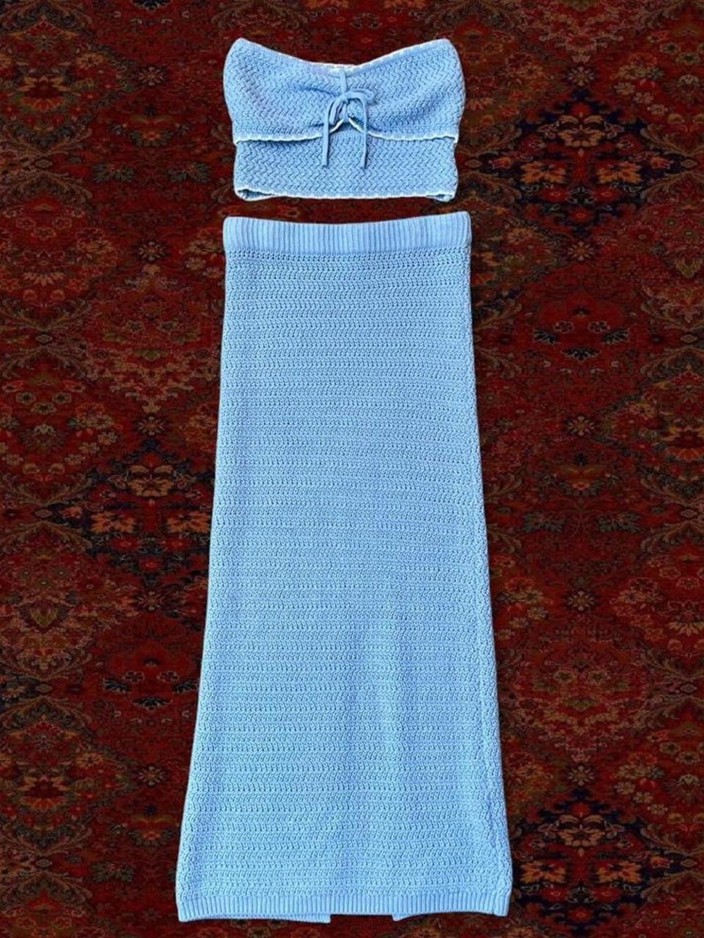Light Blue Knit Maxi Set